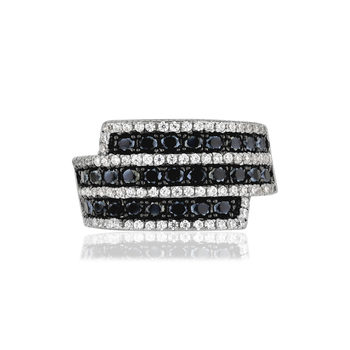Bague argent 925 zirconias noirs et blancs