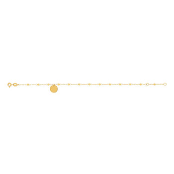 Bracelet or 375 jaune maille pampille médaille 19 cm