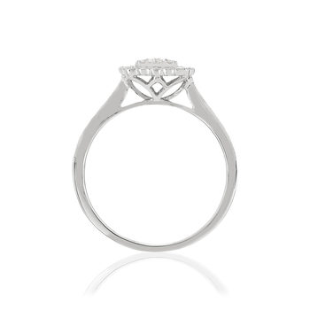 Bague or 750 blanc carrée diamants