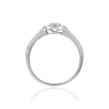 Bague or 375 blanc centre ajouré diamants