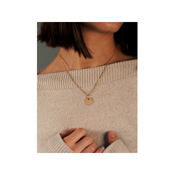 Pendentif or jaune 375 'Amour' pampille coeur zirconia rouge