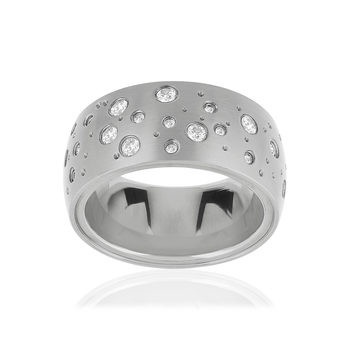 Bague acier zirconia blanc