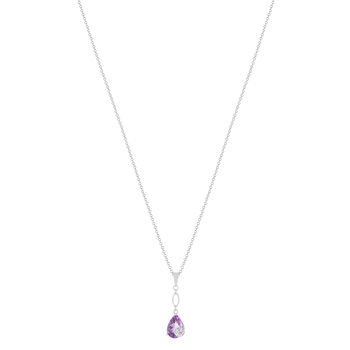 Collier argent 925 améthyste taille poire et zirconias 45 cm