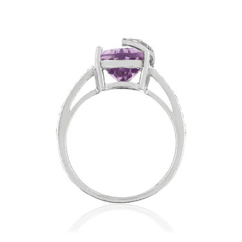 Bague argent 925 améthyste taille poire et zirconias