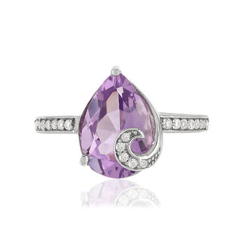 Bague argent 925 améthyste taille poire et zirconias