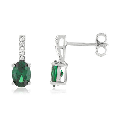 Boucles d'Oreilles Pendantes Or Émeraude Vert Poire & Diamants