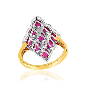 Bague 2 ors 750 losange rubis et diamants