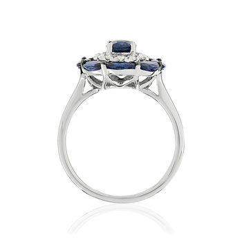 Bague or blanc 750 saphirs diamants