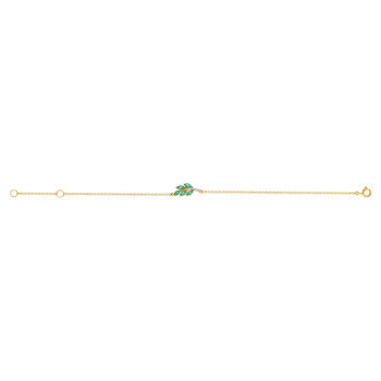 Bracelet or 375 2 tons émeraudes et diamants 18,5 cm