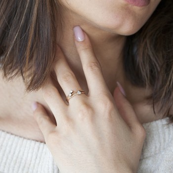 Bague or 375 jaune duo zirconias