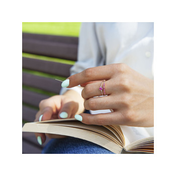 Bague or rose 375 rubis
