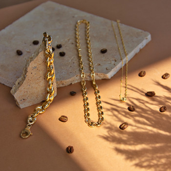 Collier plaqué or maille grain de café 50 cm