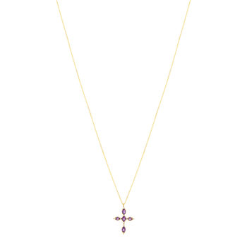 Collier or jaune 375 améthystes zirconias 45 cm