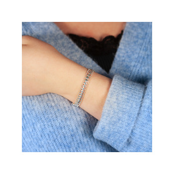 Bracelet argent 925 maille coeurs 19.5 cm