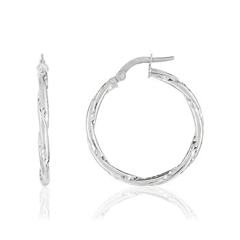 Créoles or 375 blanc diamanté 20 mm
