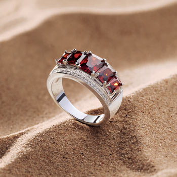 Bague argent 925 zirconias rouges