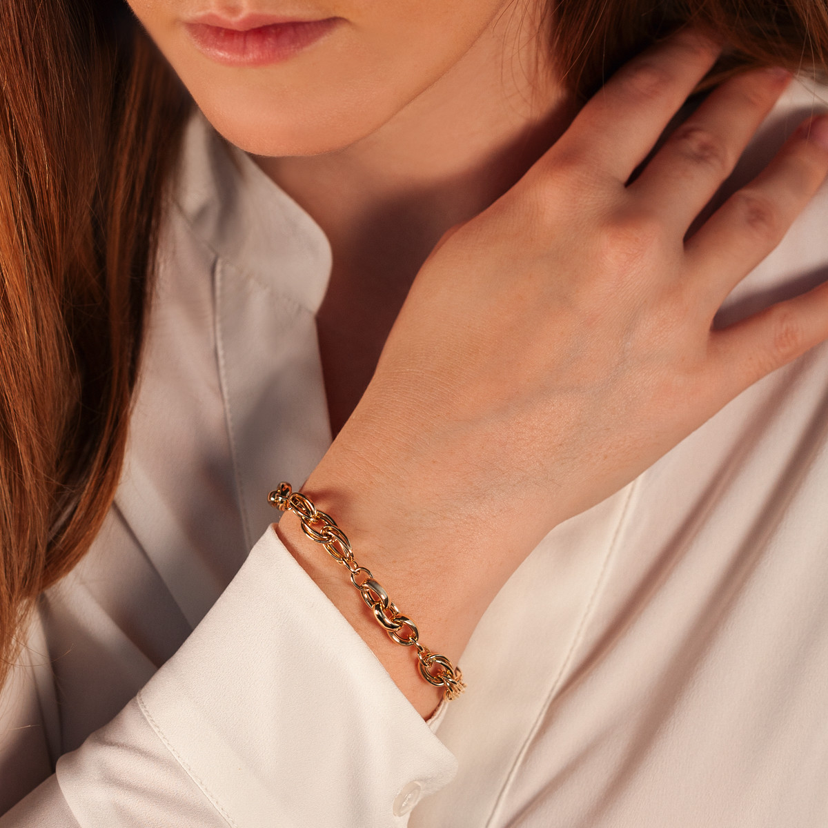Bracelet or jaune 375 19 cm - vue porté 1