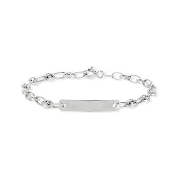 Bracelet identité or 375 blanc maille grain de café personnalisable 14 cm