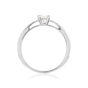 Solitaire or 750 blanc diamant synthétique 0,25 carat