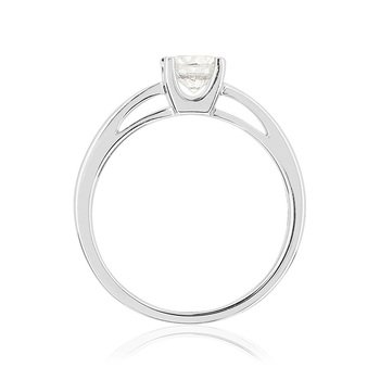 Solitaire or 750 blanc diamant synthétique 0,5 carat