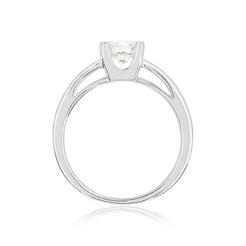 Solitaire or 750 blanc diamant synthétique 0,75 carat