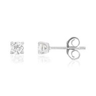 Boucles d'oreilles or 750 blanc diamants synthétiques 0.30 carat