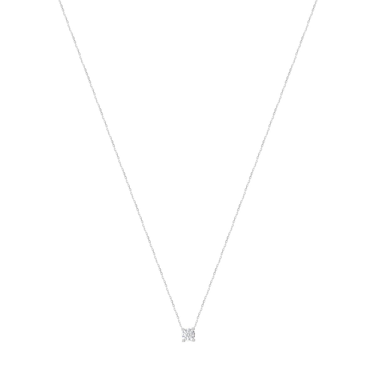 Collier or 750 blanc diamant synthétique 0,50 carat 42 cm