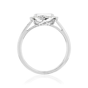 Bague or 750 blanc carrée diamants synthétiques 0,50 carat