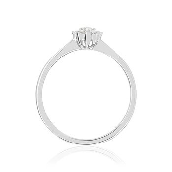 Bague or 750 blanc fleur diamants synthétiques 0,15 carat