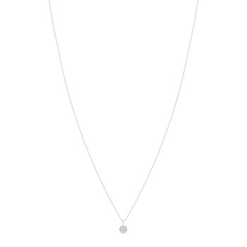 Collier or 750 blanc fleur diamants synthétiques 0,15 carat 42 cm