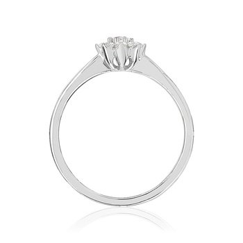 Bague or 750 blanc fleur diamants synthétiques 0,25 carat