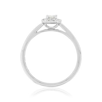 Bague or 750 blanc rectangulaire diamants synthétiques 0,34 carat