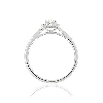 Bague or 750 blanc poire diamants synthétiques 0,31 carat