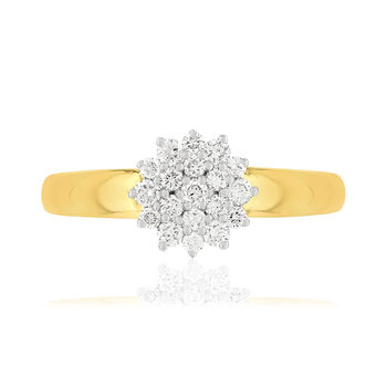 Bague or 750 2 tons diamants synthétiques 0,41 carat