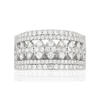 Bague or 750 blanc ajourée diamants synthétiques 1,25 carat