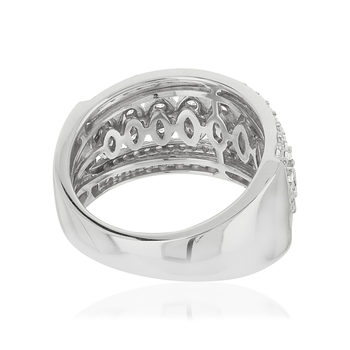 Bague or 750 blanc ajourée diamants synthétiques 1,25 carat