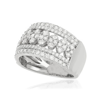 Bague or 750 blanc ajourée diamants synthétiques 1,25 carat