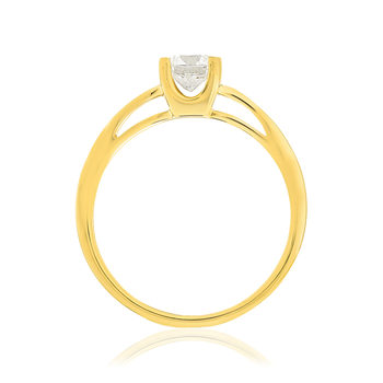 Solitaire or jaune 750 diamant synthétique 0,5 carat
