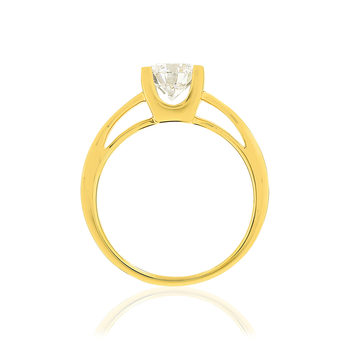 Solitaire or 750 jaune diamant synthétique 1 carat