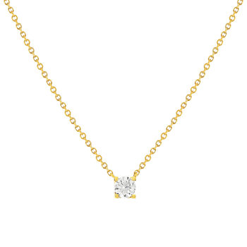 Collier or 750 jaune diamant synthétique 42 cm 0.25 carat