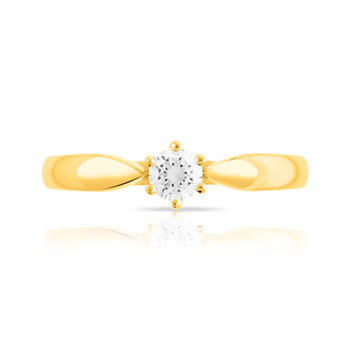Bague solitaire or 750 diamant synthétique 0.25 carat