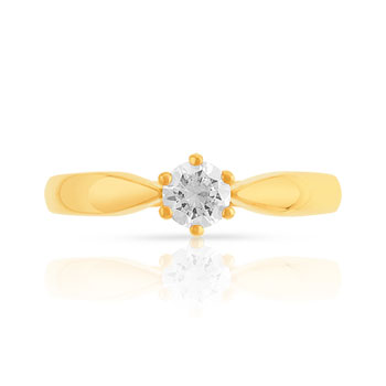Bague solitaire or 750 diamant synthétique 0.30 carat