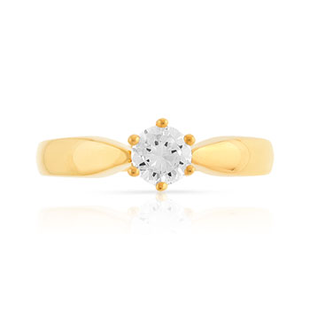 Bague solitaire or 750 diamant synthétique 0.40 carat