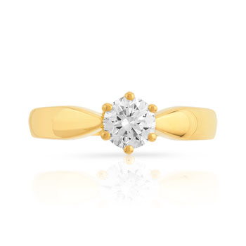 Bague solitaire or 750 diamant synthétique 0.50 carat