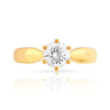 Bague solitaire or 750 diamant synthétique 0.80 carat