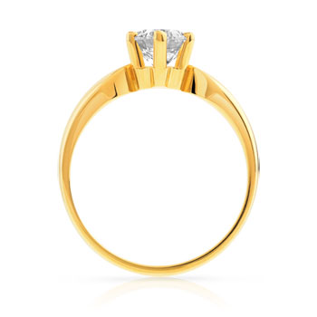 Solitaire or 750 jaune diamant synthétique 1 carat