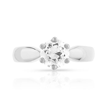 Solitaire or 750 blanc diamant synthétique 1 carat