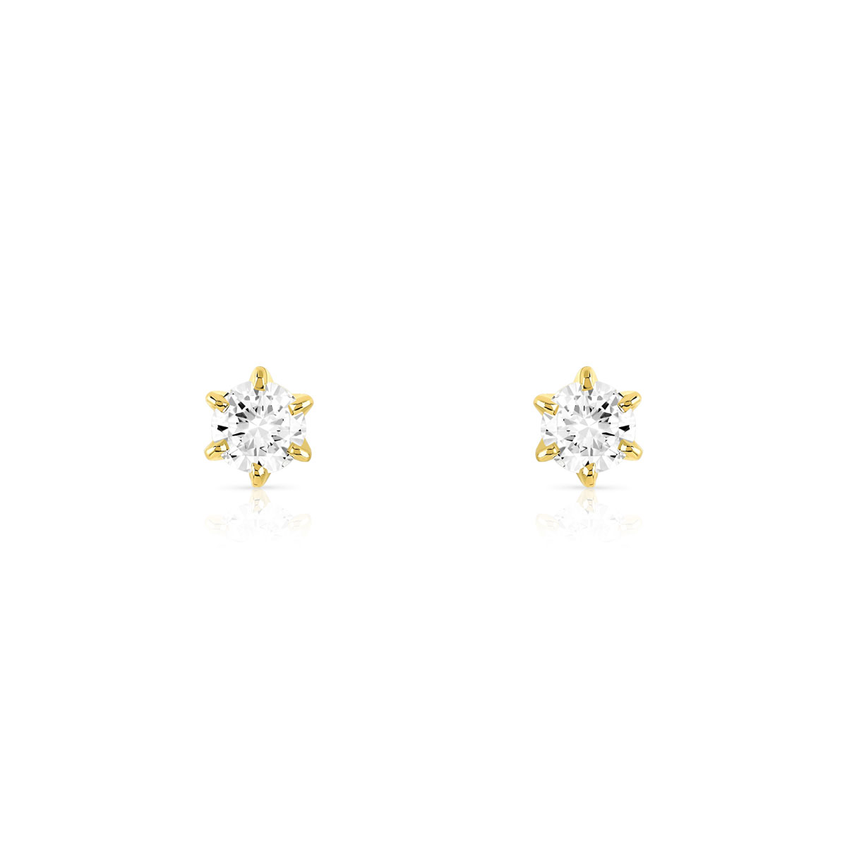 Boucles d'oreilles or 750 jaune diamant synthétique 0.30 carat - vue D1