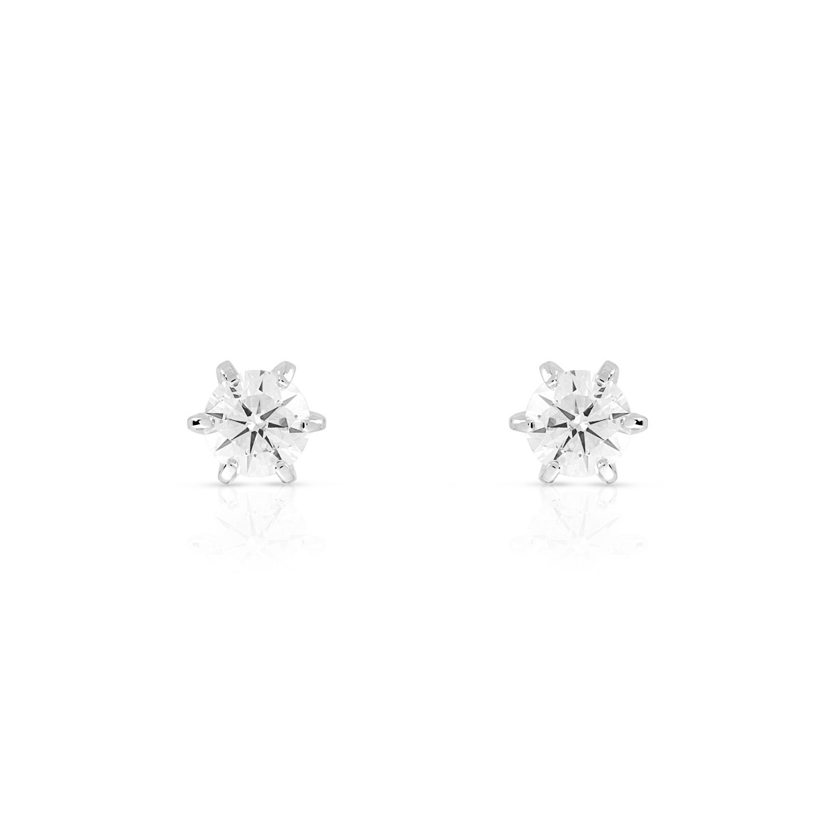 Boucles d'oreilles or 750 blanc diamants synthétiques 0.40 carat