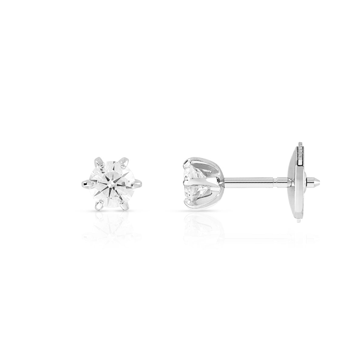 Boucles d'oreilles or 750 blanc diamants synthétiques 0.40 carat - vue D1